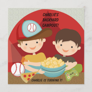 Boys Backyard Campout Birthday Invitations
