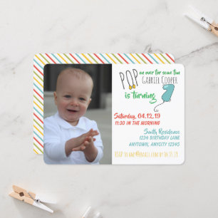 Boys Balloon 1st Birthday Invite - Downloadable