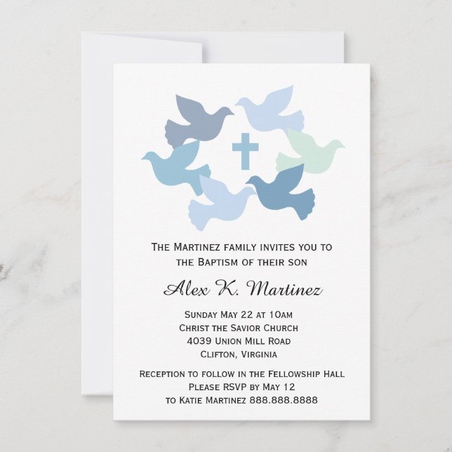 Boys' Baptism Baby Dedication First Holy Communion Invitation (Front)