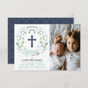 Boy's Baptism Invitation - Custom Photo Card