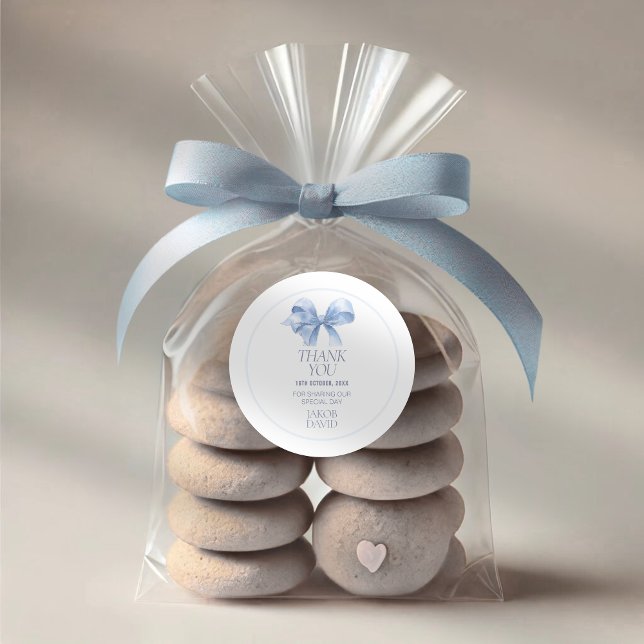 Boy's Baptism Thank You Sticker – Blue Bow (Creator Uploaded)