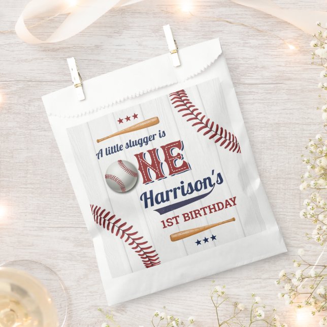 Boys Baseball 1st Birthday Favour Bags (Clipped)