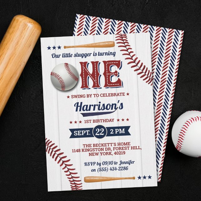 Boys Baseball 1st Birthday Invitation (Creator Uploaded)