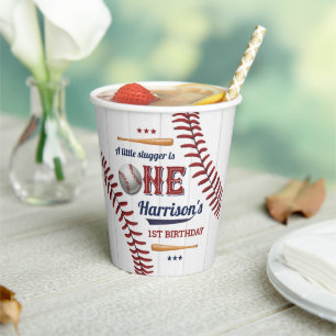 Boys Baseball 1st Birthday Paper Cups