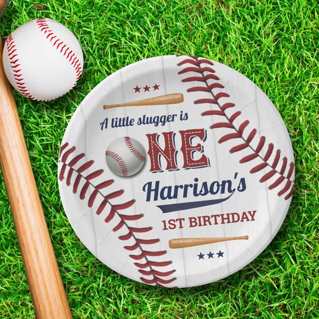 Boys Baseball 1st Birthday Paper Plate (Creator Uploaded)