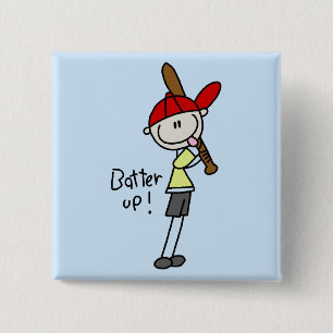 Boys Baseball Batter Up Tshirts and Gifts 15 Cm Square Badge