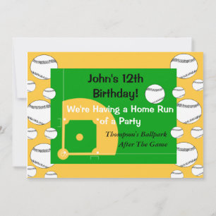 Boy's Baseball Birthday Invitation