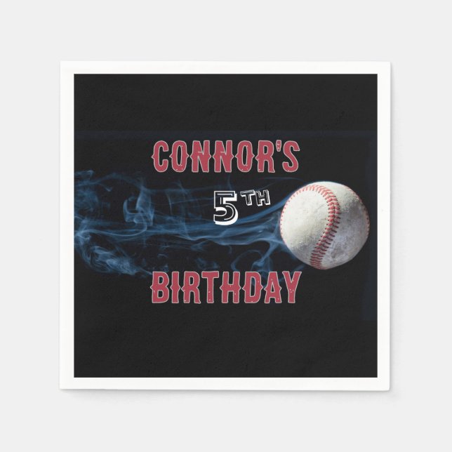 Boys Baseball Birthday Napkins (Front)