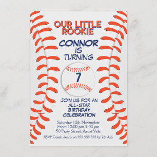 Boy's Baseball Birthday Party Invitation