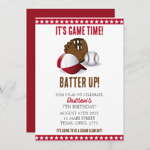 Boy's Baseball Birthday Party Invitation