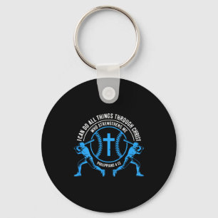 Boys Baseball Christian-shirt Softball I Can Do Al Key Ring