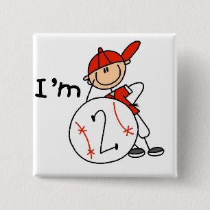 Boy's Baseball I'm 2 Tshirts and Gifts 15 Cm Square Badge
