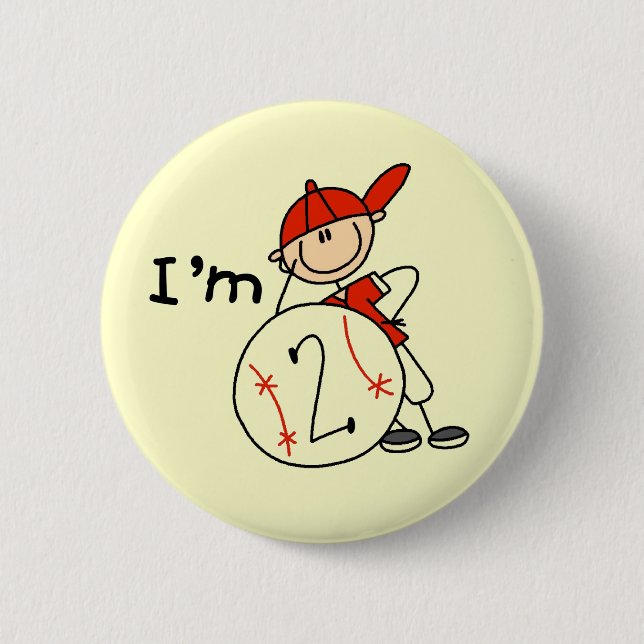 Boy's Baseball I'm 2 Tshirts and Gifts 6 Cm Round Badge (Front)