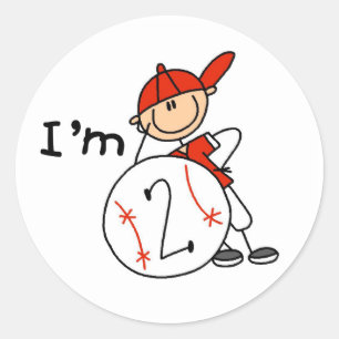 Boy's Baseball I'm 2 Tshirts and Gifts Classic Round Sticker