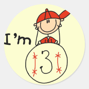 Boy's Baseball I'm 3 Tshirts and Gifts Classic Round Sticker