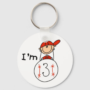 Boy's Baseball I'm 3 Tshirts and Gifts Key Ring