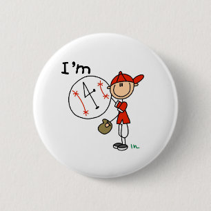 Boy's Baseball I'm 4 6 Cm Round Badge