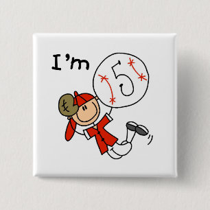 Boy's Baseball I'm 5 Tshirts and Gifts 15 Cm Square Badge