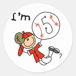 Boy's Baseball I'm 5 Tshirts and Gifts Classic Round Sticker