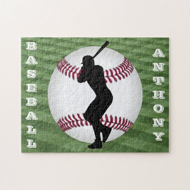 Boys Baseball Puzzle with His Name! (Horizontal)