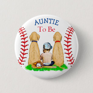 Boy's Baseball Themed Baby   Auntie to be 6 Cm Round Badge