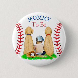 Boy's Baseball Themed Baby Mommy to be 6 Cm Round Badge