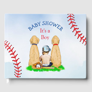 Boy's Baseball Themed Baby Shower 2 Labs and Baby Guest Book