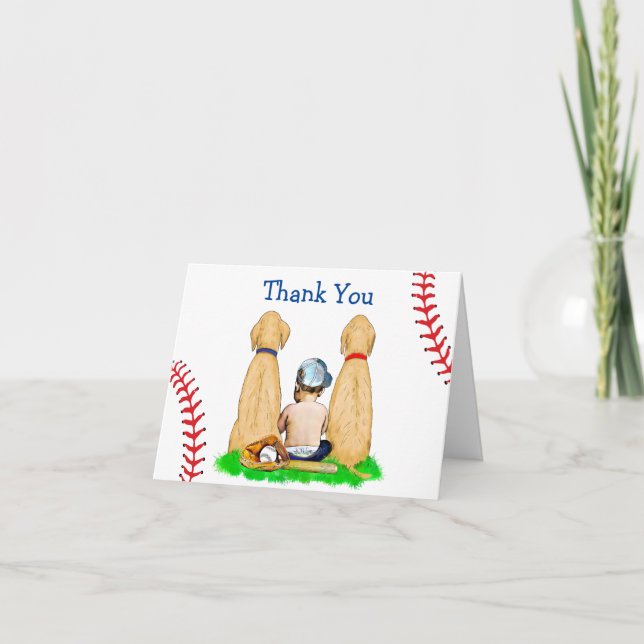 Boy's Baseball Themed Baby Shower Thank You  Card (Front)