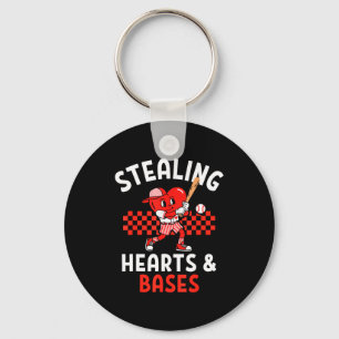 Boys Baseball Valentines Day Stealing Hearts Valen Key Ring