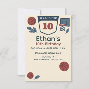 Boys Basketball Birthday Celebration –Red and Blue Invitation