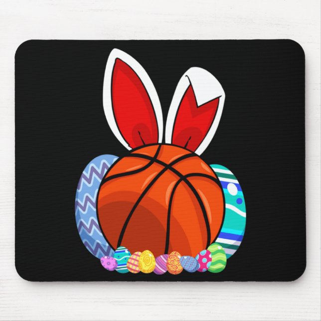 Boys Basketball Easter Egg Bunny Mouse Pad (Front)