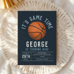 Boys Basketball Kids Sports Birthday Invitation<br><div class="desc">Score big with this modern basketball-themed birthday invitation! Featuring a bold design with a classic orange basketball on a clean court-style background, this invite is perfect for a 9th birthday party — whether it’s on the court, at home, or in the park. Easily customise the name, age, and party details...</div>