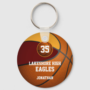 boys' basketball maroon gold team sports key ring