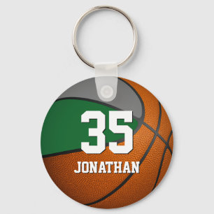 boys basketball w green grey team colours key ring