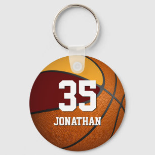 boys basketball w maroon and gold team colours key ring