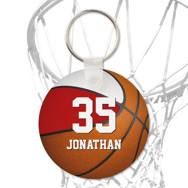 boys basketball w red and white team colours key ring (Creator Uploaded)