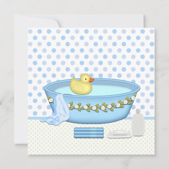 Boys Bath Time Baby Shower Invitation (Front)