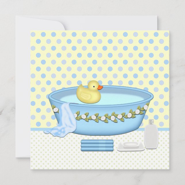 Boys Bath Time Baby Shower Invitation (Front)