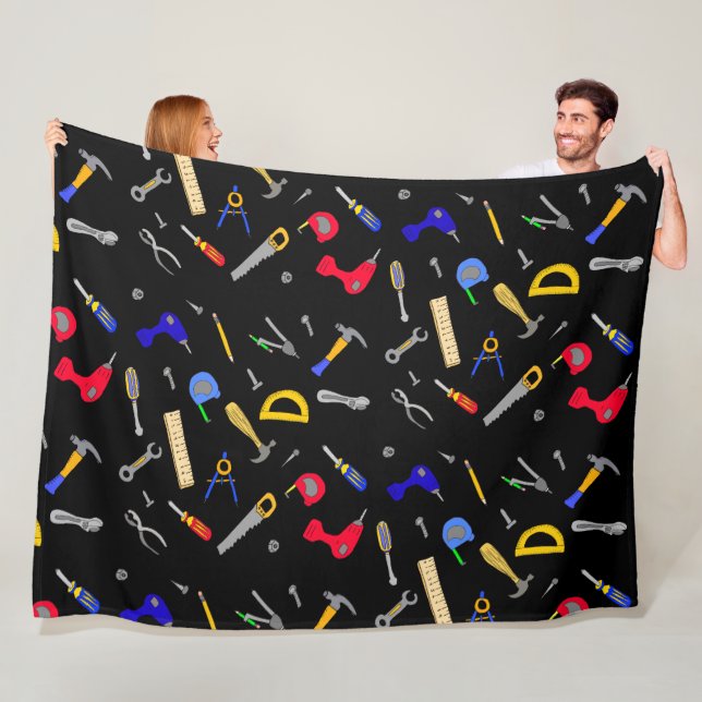 Boy's Bedroom Tool Themed Blanket (In Situ)