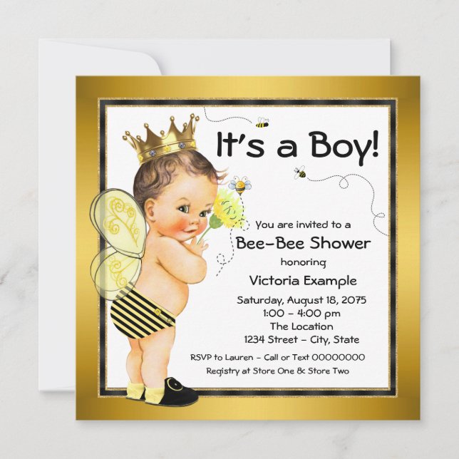Boys Bee Baby Shower Invitation (Front)