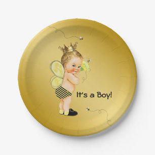 Boys Bee Baby Shower Paper Plate
