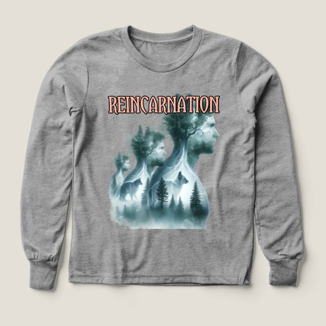 Boys Bella+Canvas Tri-blend Long Sleeve Shirt, Whi (Design Front)