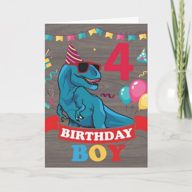Boys Birthday Card - Dinosaur Celebration (Front)