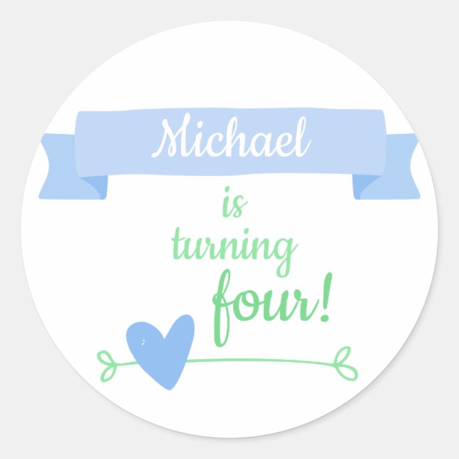 Boy's Birthday Celebration Classic Round Sticker (Front)