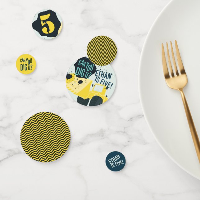 Boys Birthday Construction Truck Blue Yellow Confetti (Group)