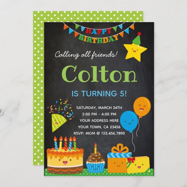 Boys Birthday Invitation (Front/Back)