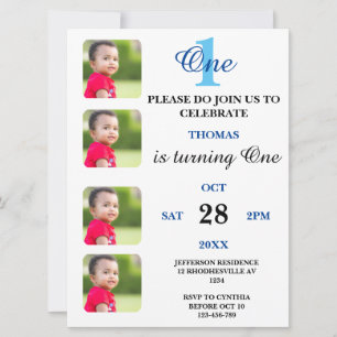Boys Birthday Invitation with 4 Images