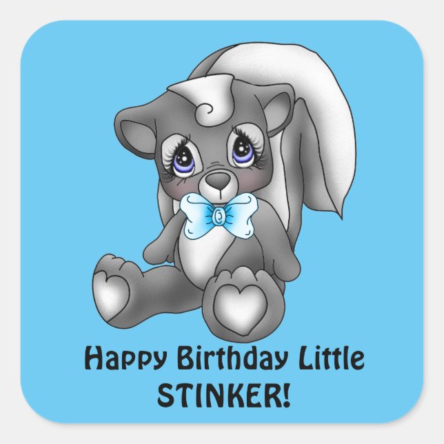 Boys Birthday little stinker sticker (Front)
