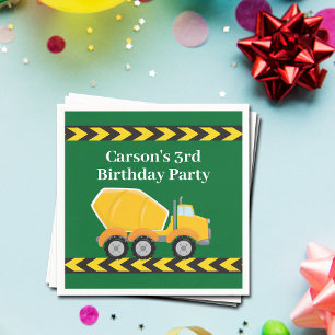 Boys Birthday Party Custom Green Truck Kids Napkin