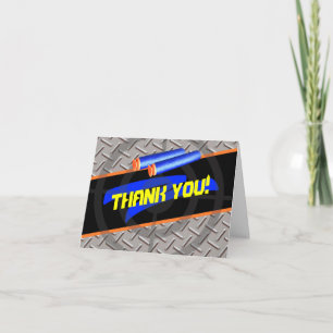 Boys Birthday Party Dart Wars Laser Tag Thank You Card